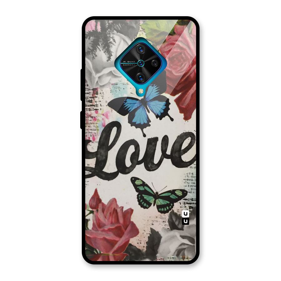 Lovely Butterfly Love Glass Back Case for Vivo S1 Pro