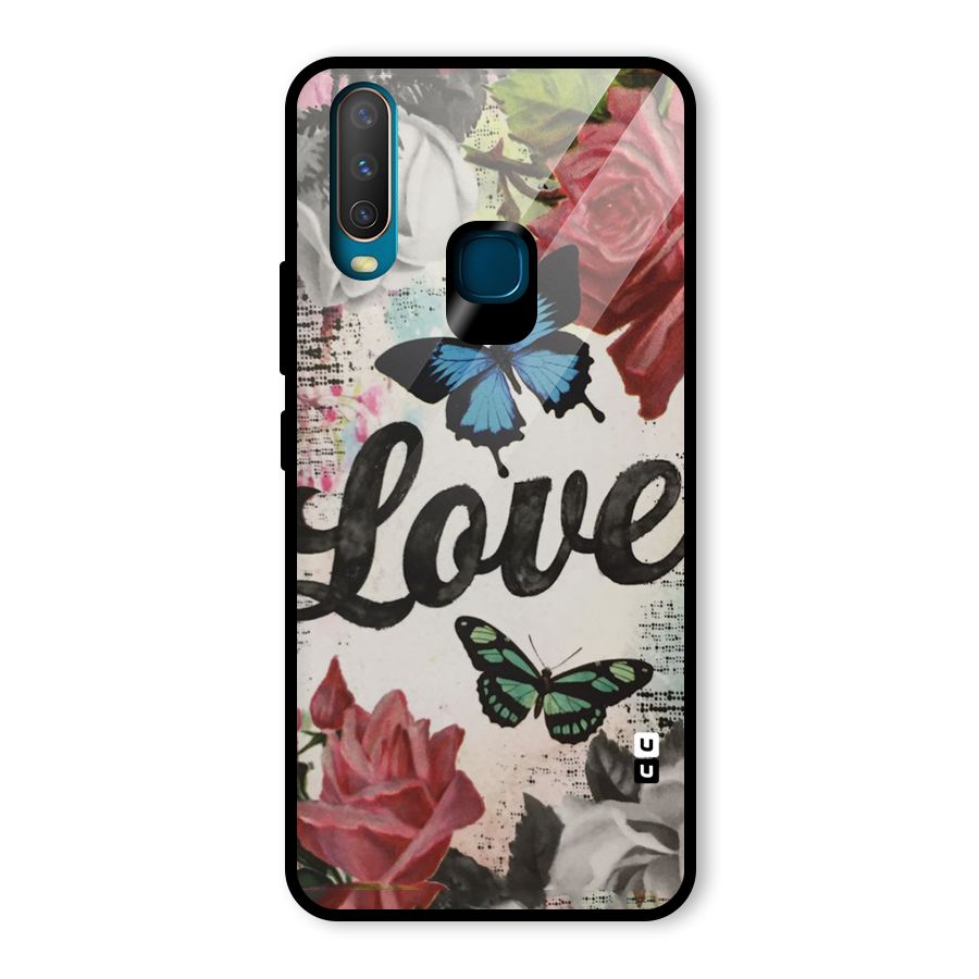 Lovely Butterfly Love Glass Back Case for Vivo U10