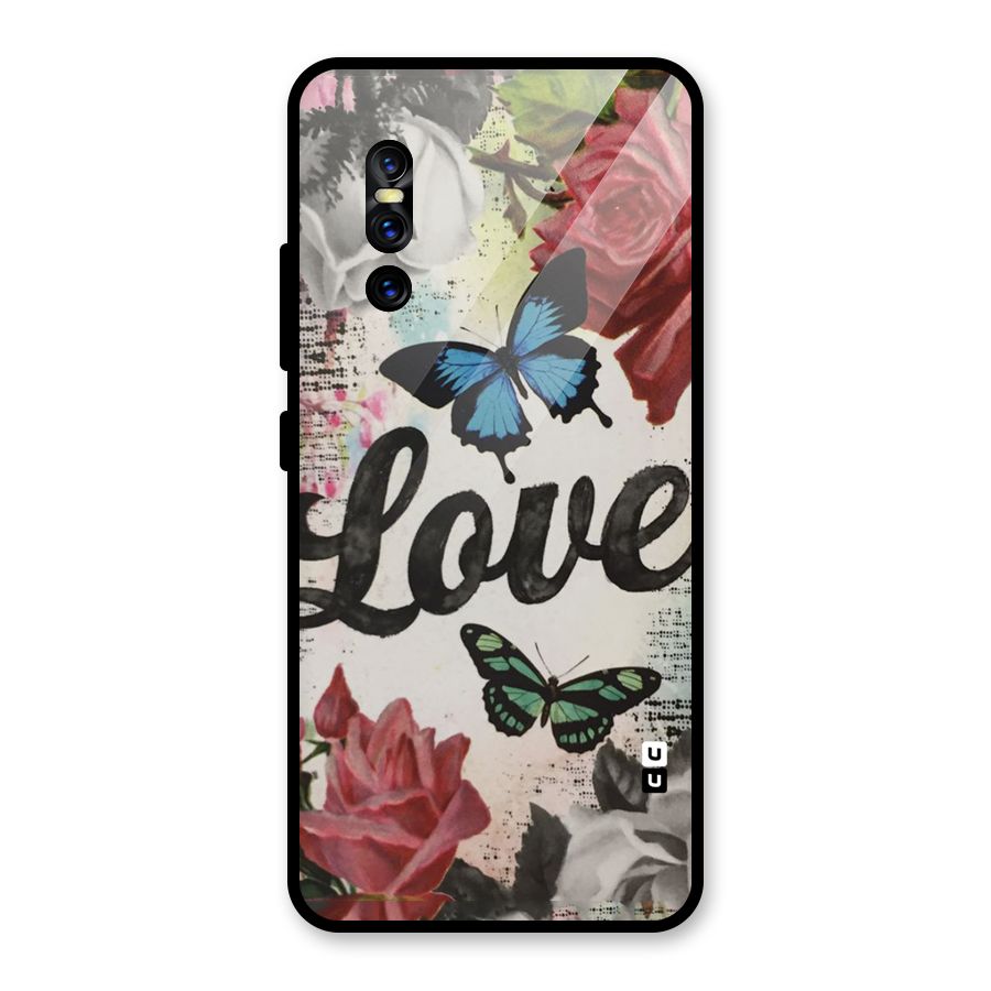 Lovely Butterfly Love Glass Back Case for Vivo V15 Pro