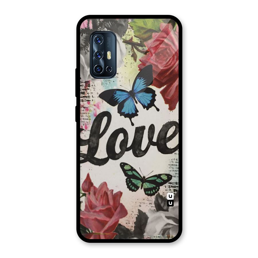 Lovely Butterfly Love Glass Back Case for Vivo V17