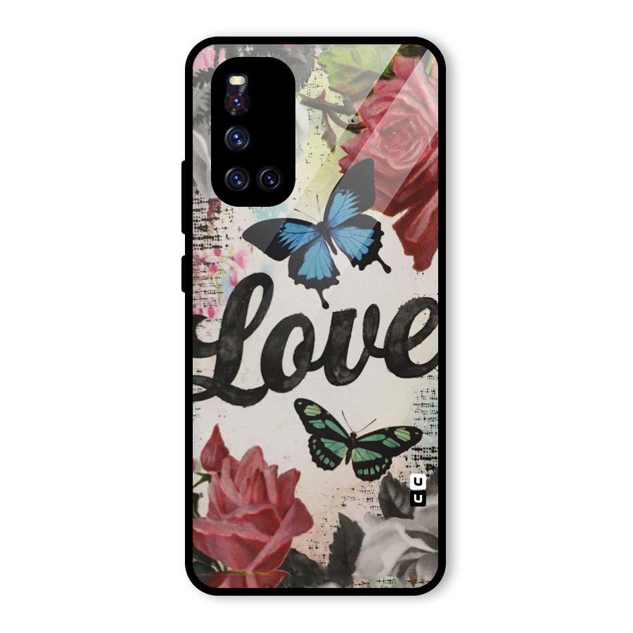 Lovely Butterfly Love Glass Back Case for Vivo V19