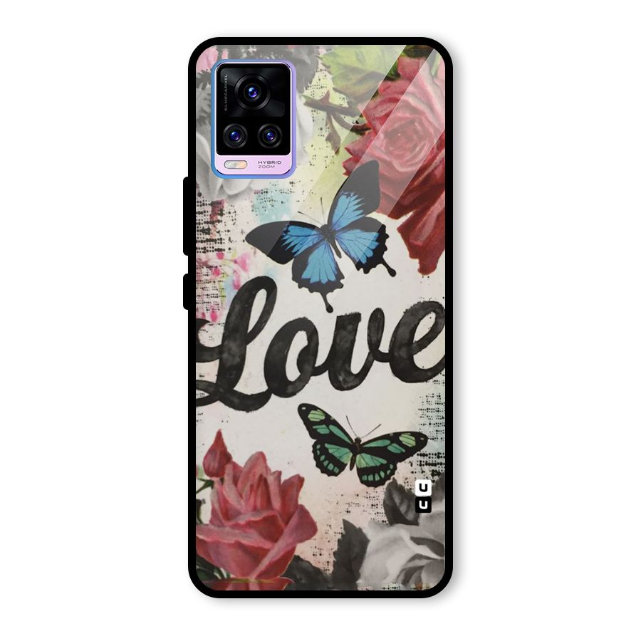 Lovely Butterfly Love Glass Back Case for Vivo V20 Pro