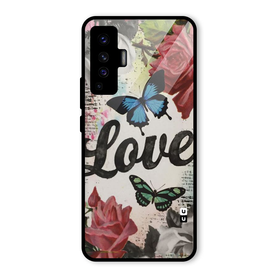 Lovely Butterfly Love Glass Back Case for Vivo X50
