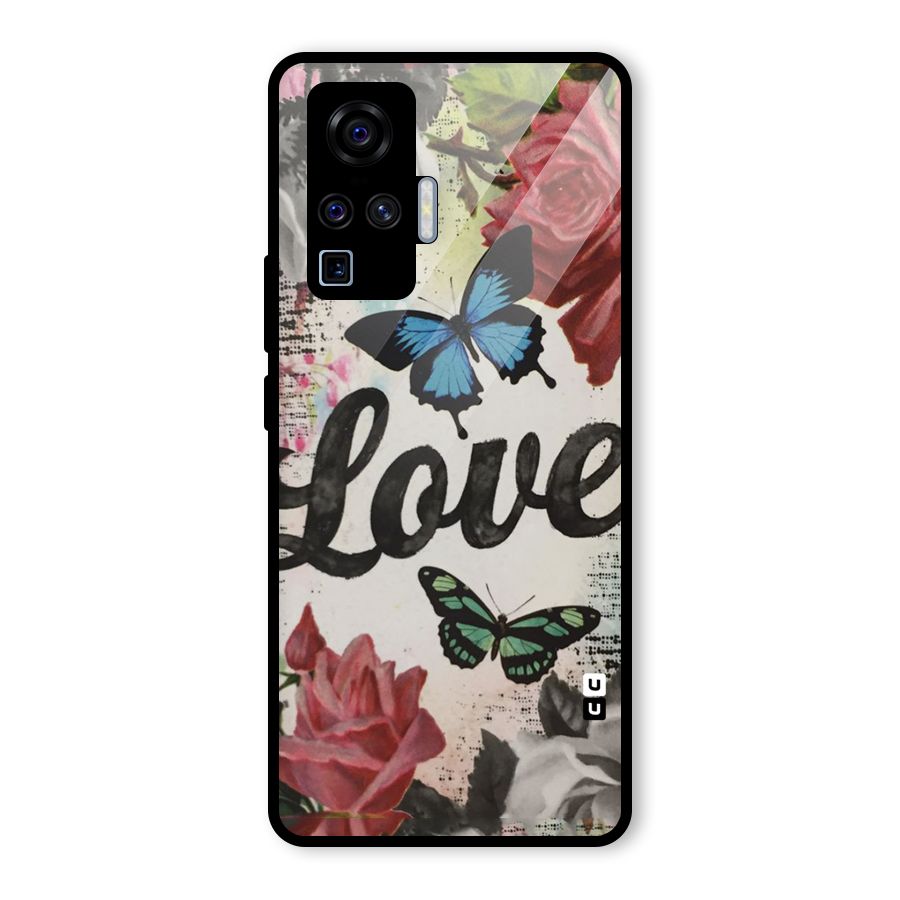 Lovely Butterfly Love Glass Back Case for Vivo X50 Pro