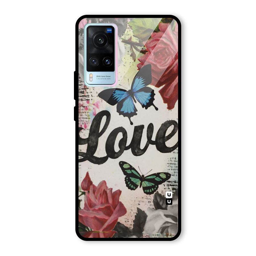 Lovely Butterfly Love Glass Back Case for Vivo X60