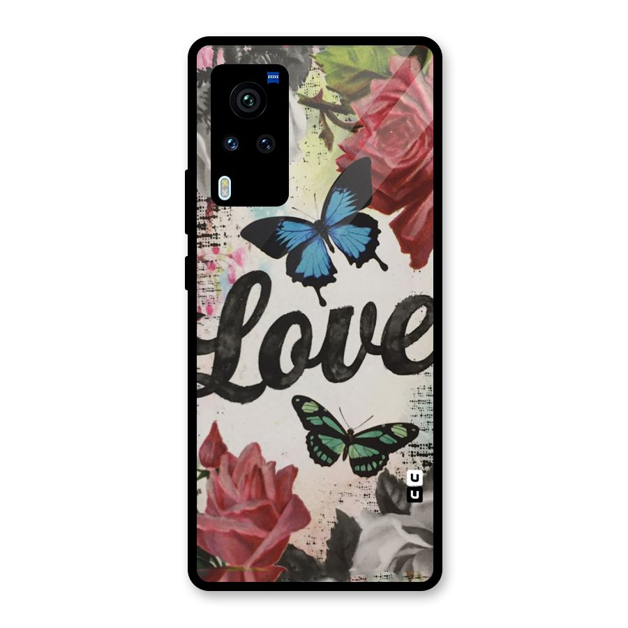 Lovely Butterfly Love Glass Back Case for Vivo X60 Pro