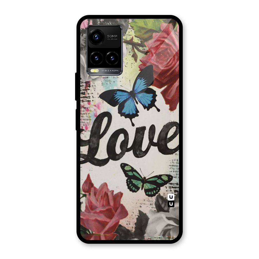 Lovely Butterfly Love Glass Back Case for Vivo Y21T