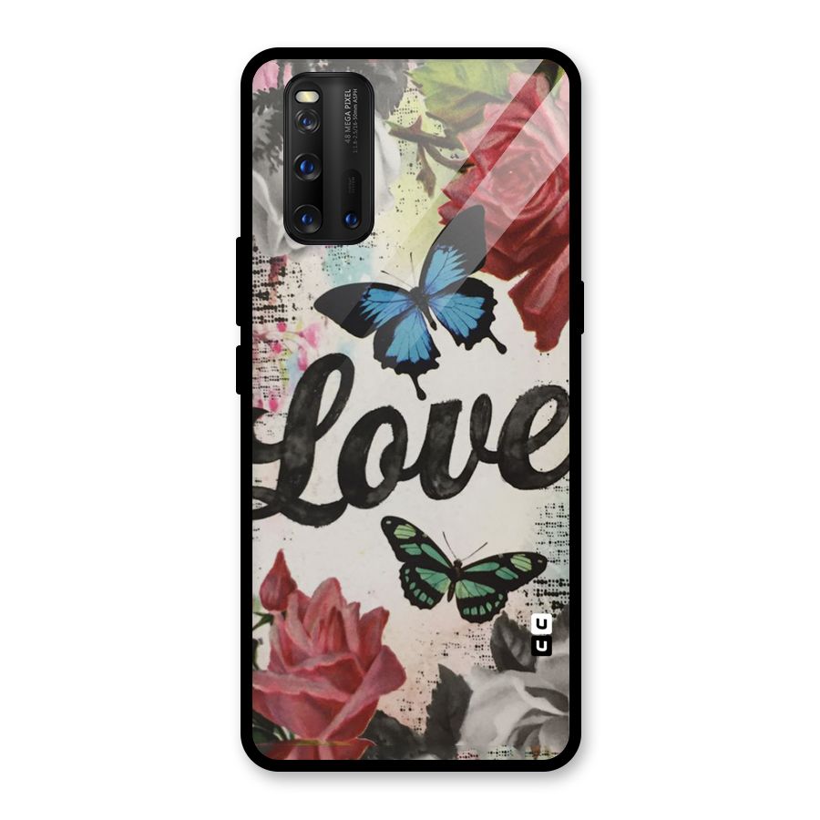 Lovely Butterfly Love Glass Back Case for Vivo iQOO 3