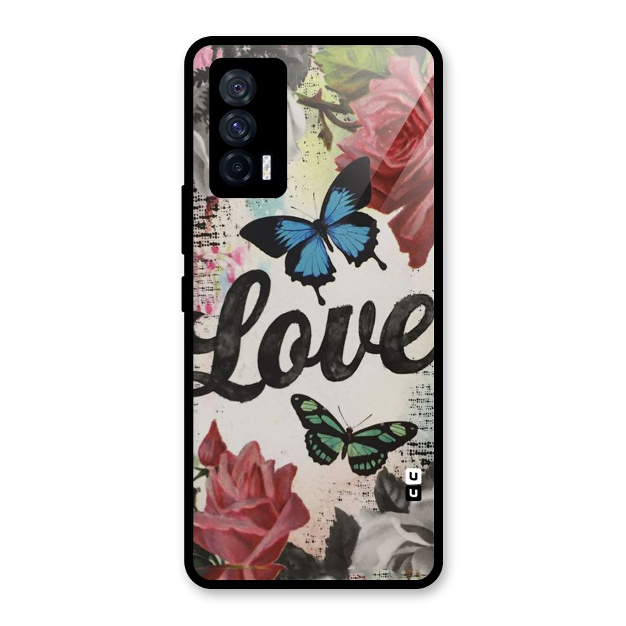 Lovely Butterfly Love Glass Back Case for Vivo iQOO 7 5G