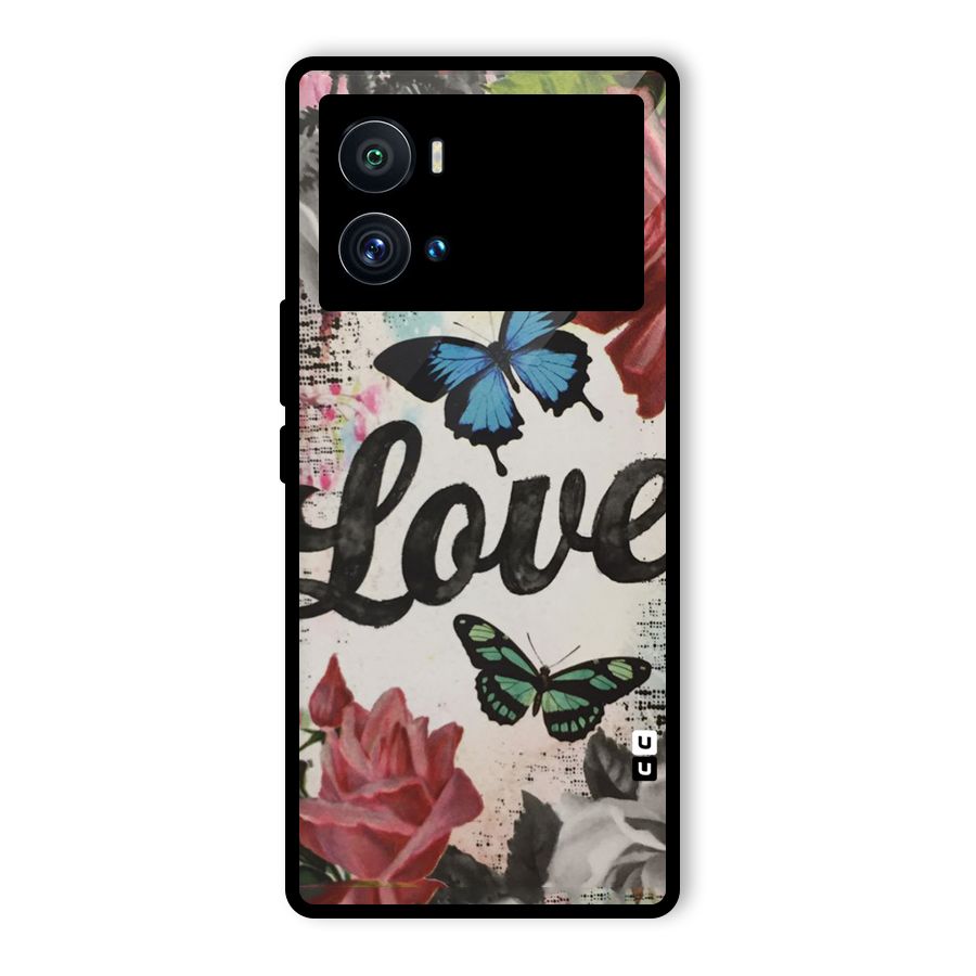 Lovely Butterfly Love Glass Back Case for Vivo iQOO 9 Pro