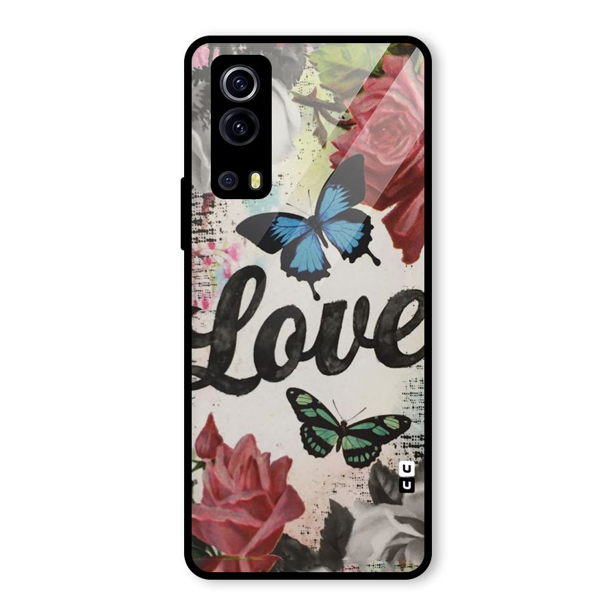 Lovely Butterfly Love Glass Back Case for Vivo iQOO Z3