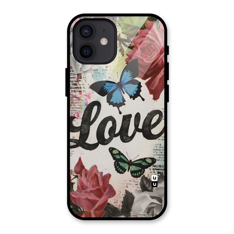 Lovely Butterfly Love Glass Back Case for iPhone 12