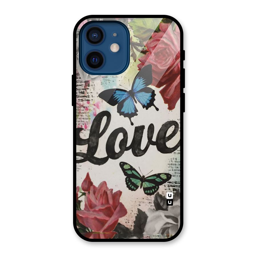 Lovely Butterfly Love Glass Back Case for iPhone 12 Mini