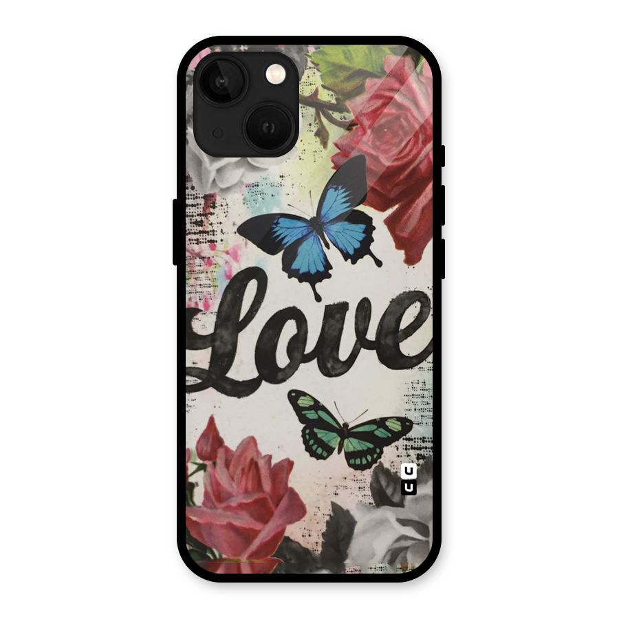 Lovely Butterfly Love Glass Back Case for iPhone 13