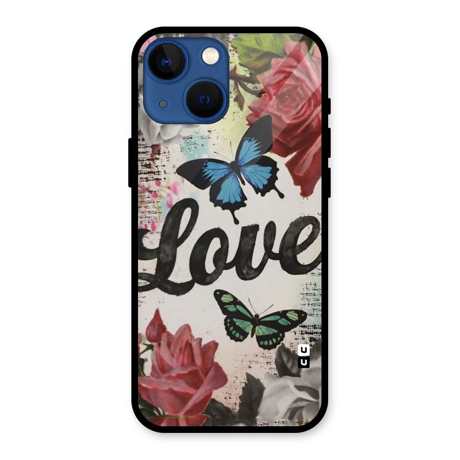 Lovely Butterfly Love Glass Back Case for iPhone 13 Mini
