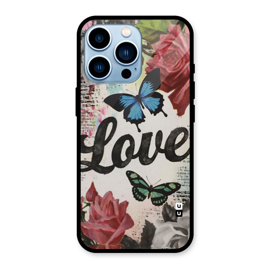 Lovely Butterfly Love Glass Back Case for iPhone 13 Pro