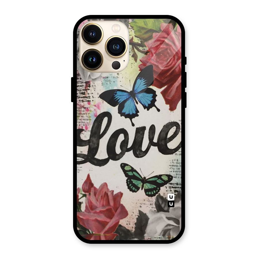 Lovely Butterfly Love Glass Back Case for iPhone 13 Pro Max