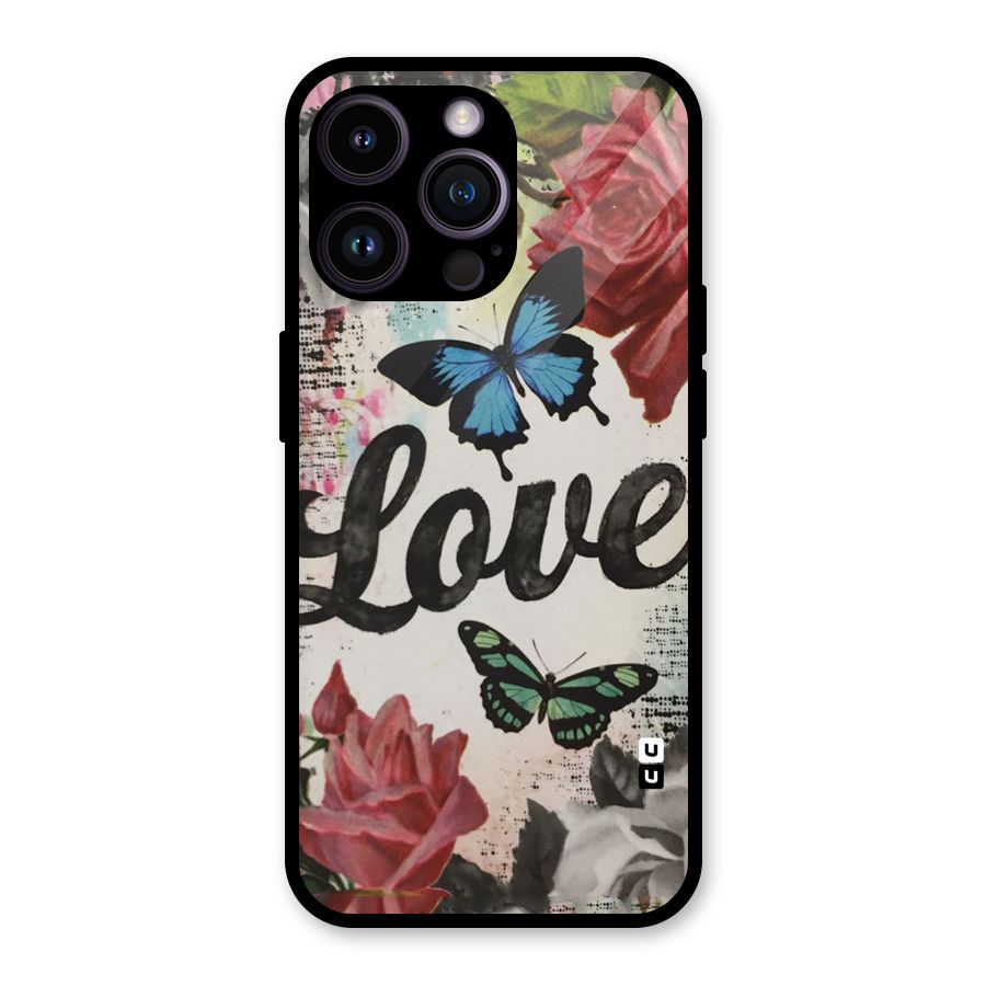 Lovely Butterfly Love Glass Back Case for iPhone 14 Pro Max