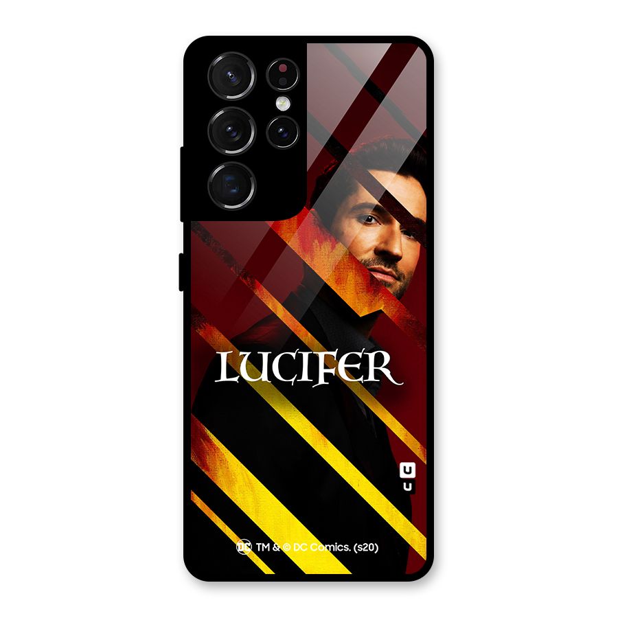 Lucifer Hell Stripes Glass Back Case for Galaxy S21 Ultra 5G