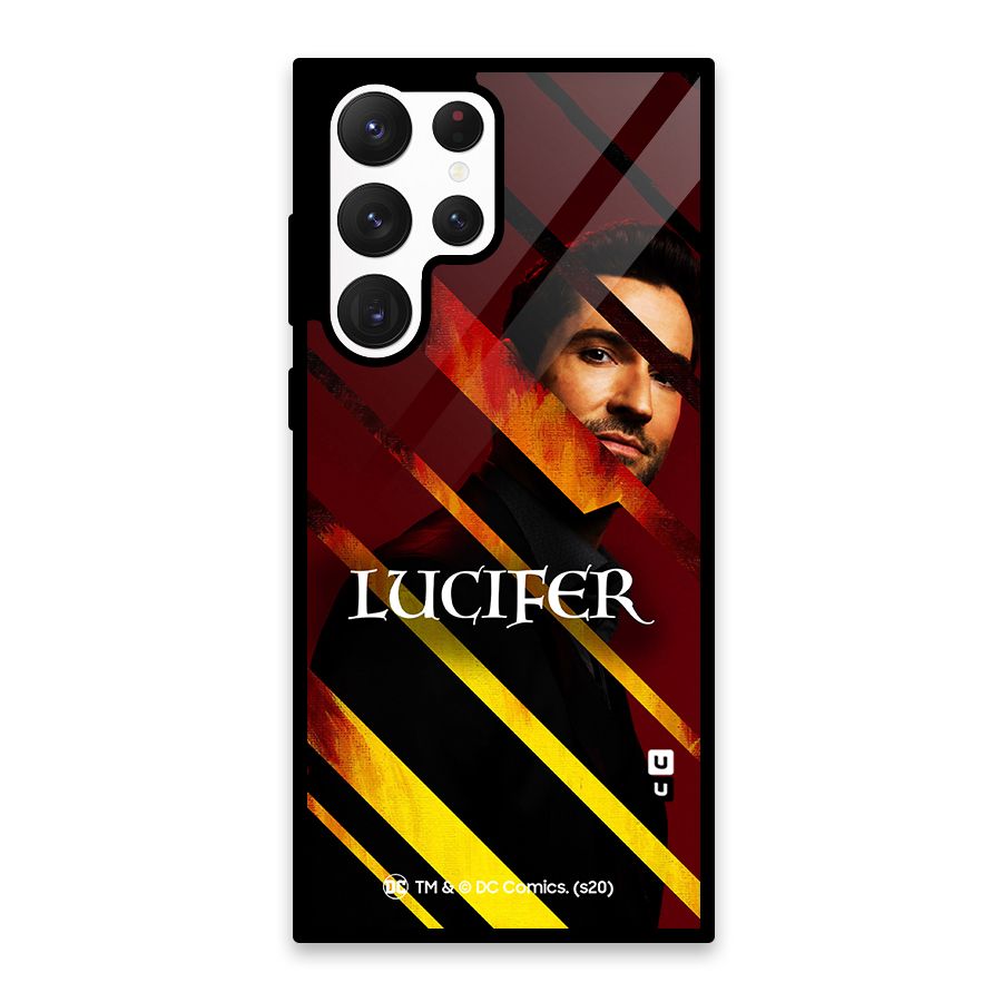 Lucifer Hell Stripes Glass Back Case for Galaxy S22 Ultra 5G