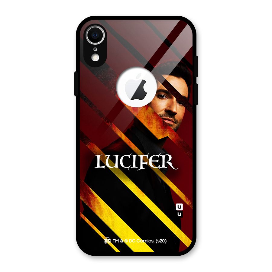 Lucifer Hell Stripes Glass Back Case for iPhone XR Logo Cut