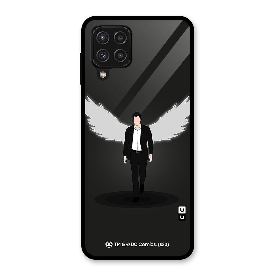 Lucifer Minimalistic Archangel Art Glass Back Case for Galaxy A22 4G
