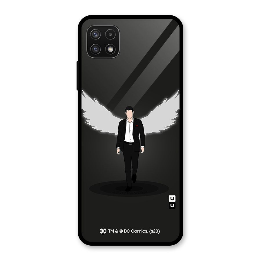 Lucifer Minimalistic Archangel Art Glass Back Case for Galaxy A22 5G