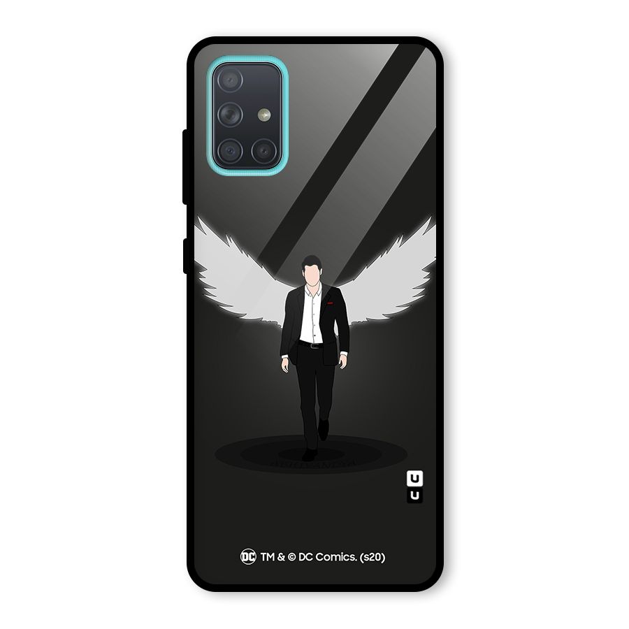 Lucifer Minimalistic Archangel Art Glass Back Case for Galaxy A71