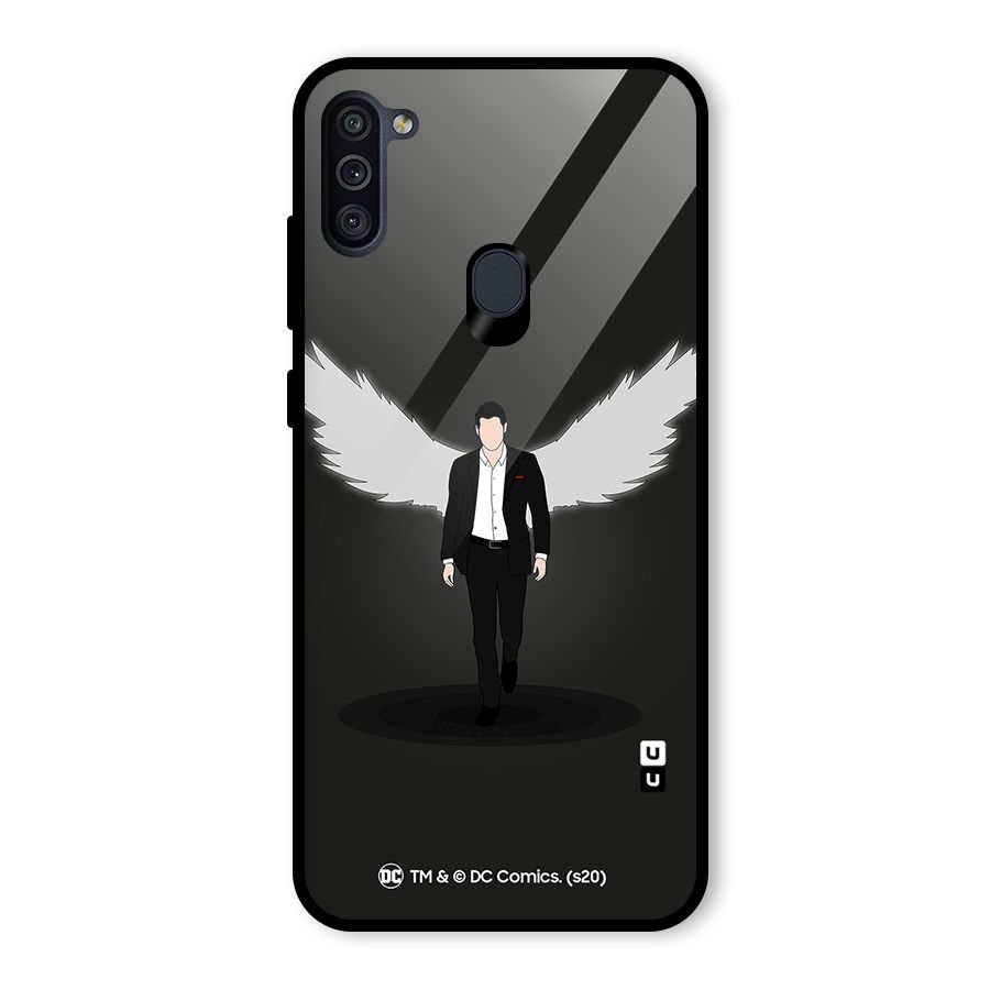 Lucifer Minimalistic Archangel Art Glass Back Case for Galaxy M11