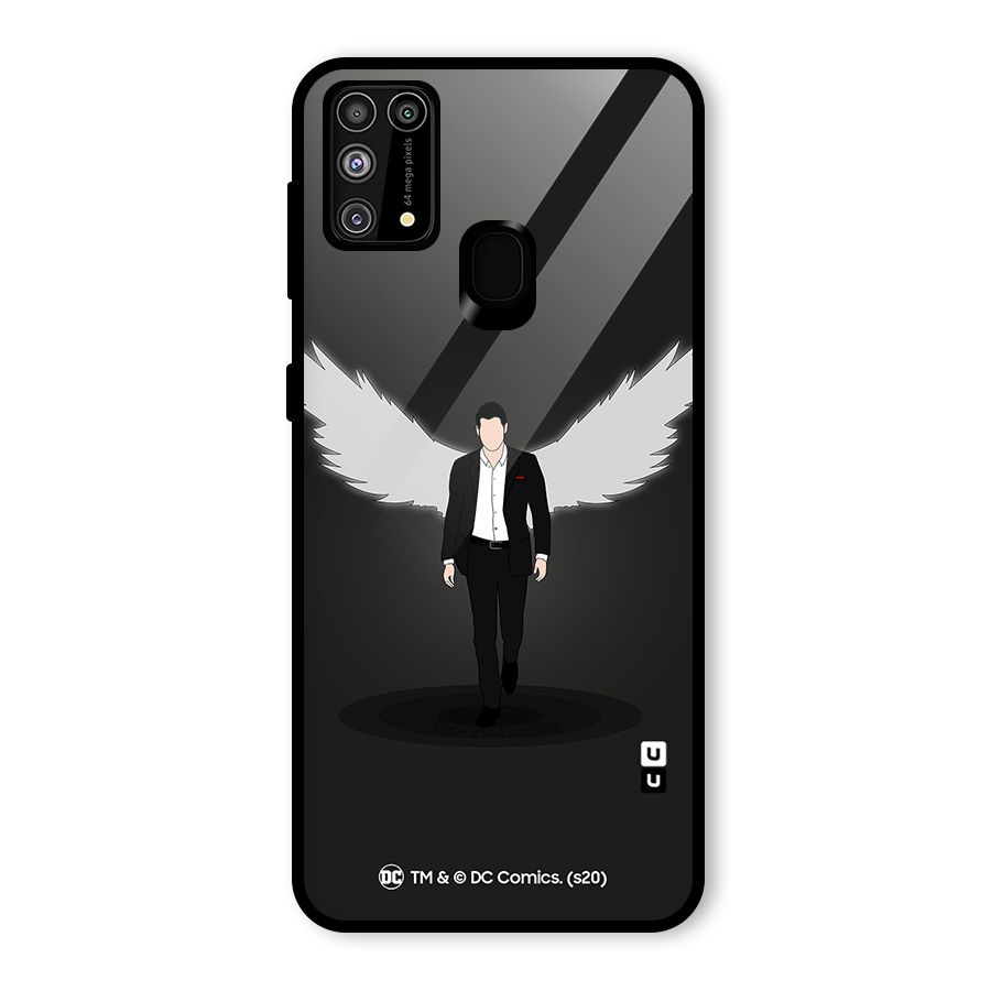 Lucifer Minimalistic Archangel Art Glass Back Case for Galaxy M31