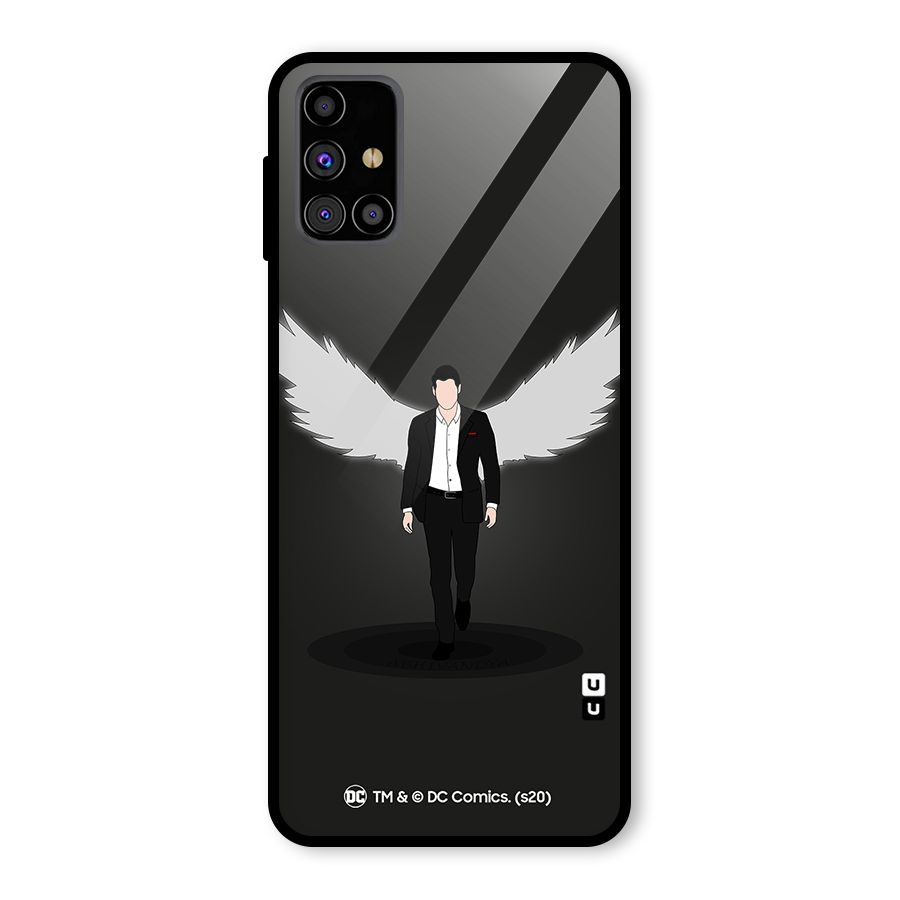 Lucifer Minimalistic Archangel Art Glass Back Case for Galaxy M31s
