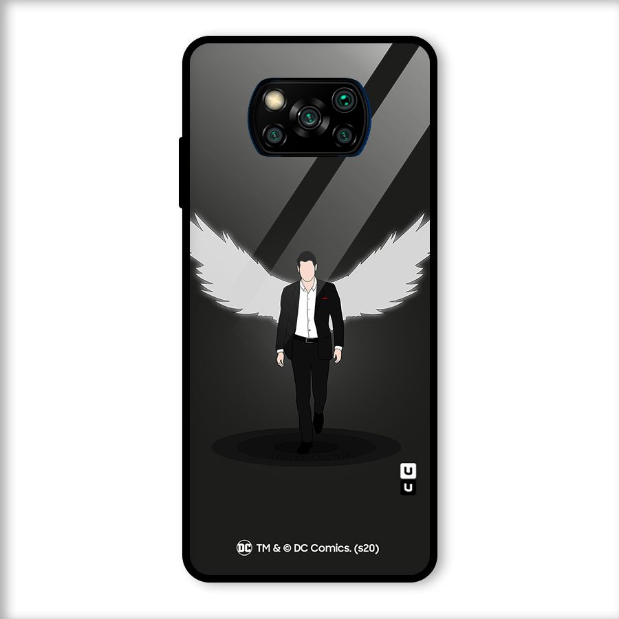 Lucifer Minimalistic Archangel Art Glass Back Case for Poco X3
