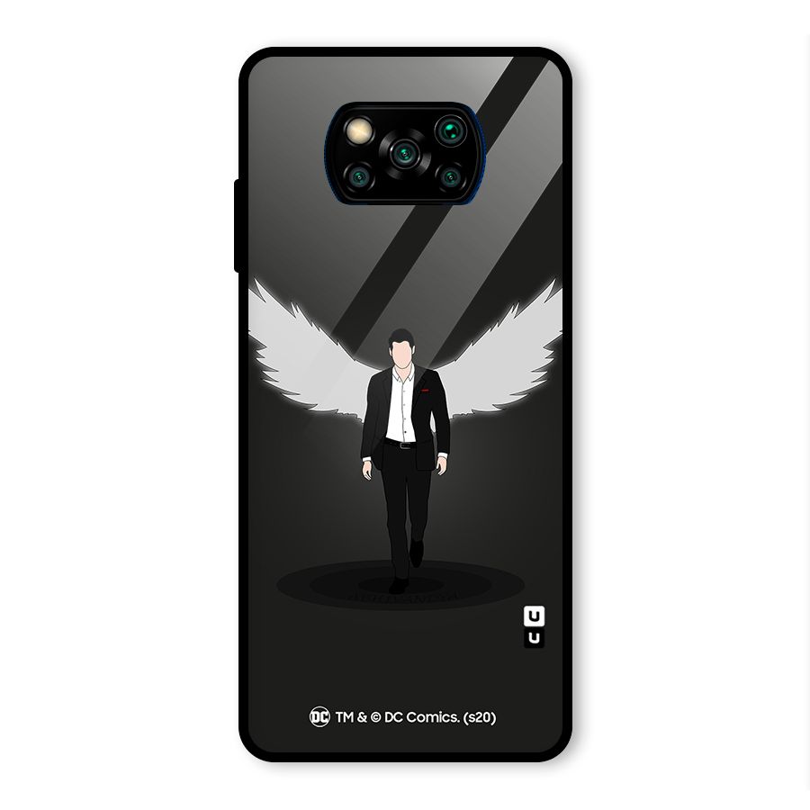 Lucifer Minimalistic Archangel Art Glass Back Case for Poco X3 Pro