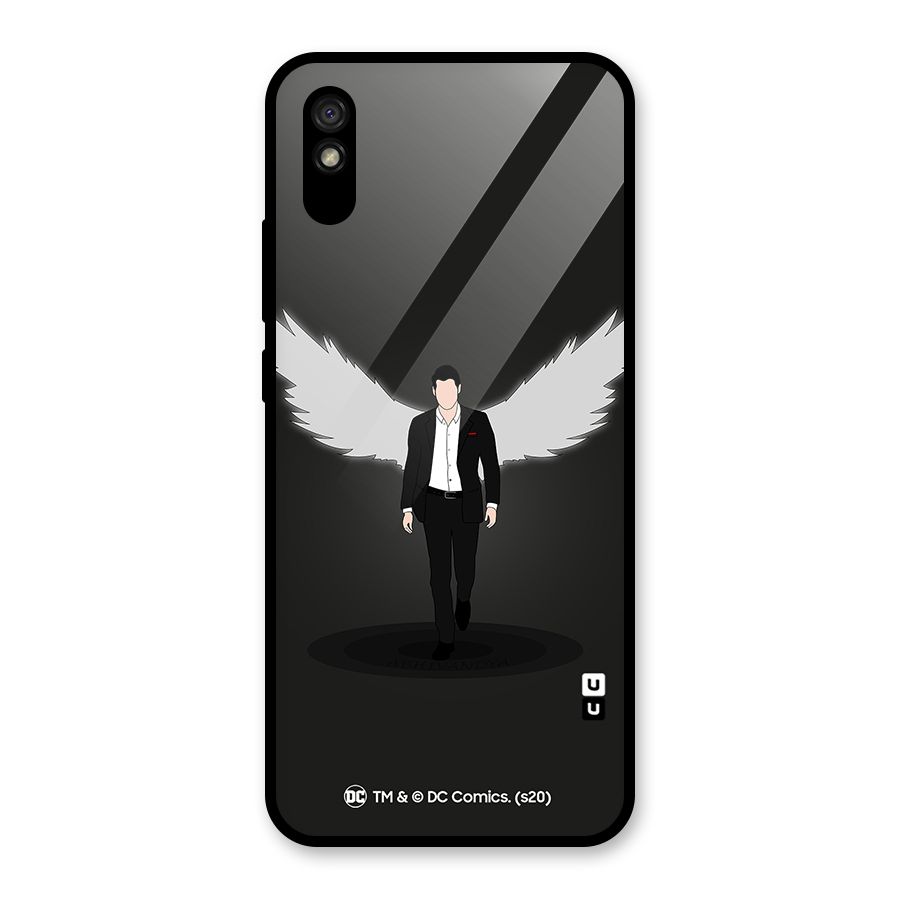 Lucifer Minimalistic Archangel Art Glass Back Case for Redmi 9A