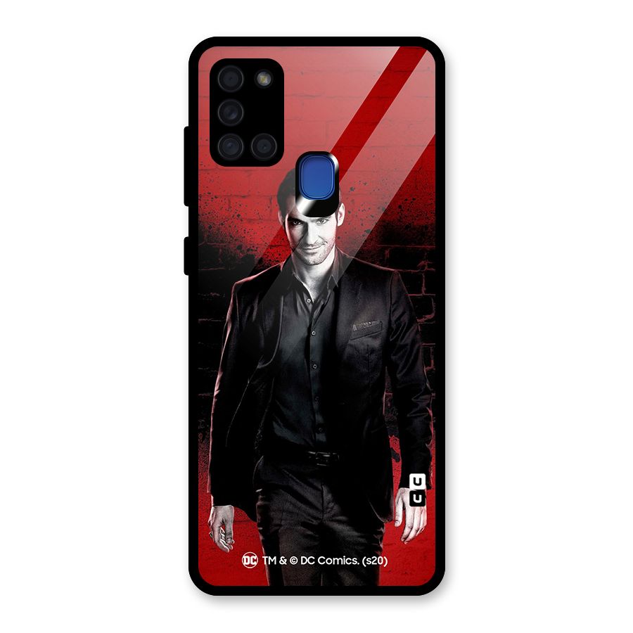 Lucifer Morningstar Wings Shadow Glass Back Case for Galaxy A21s