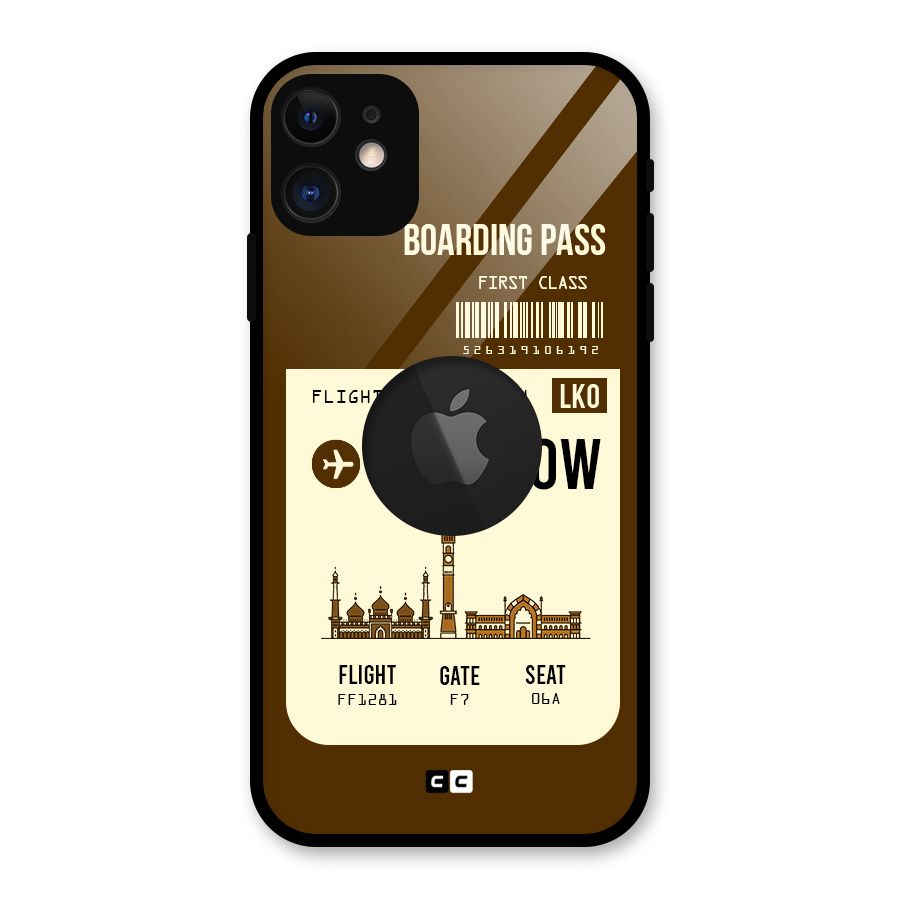 Lucknow Boarding Pass Glass Back Case for iPhone 11 Logo Cut