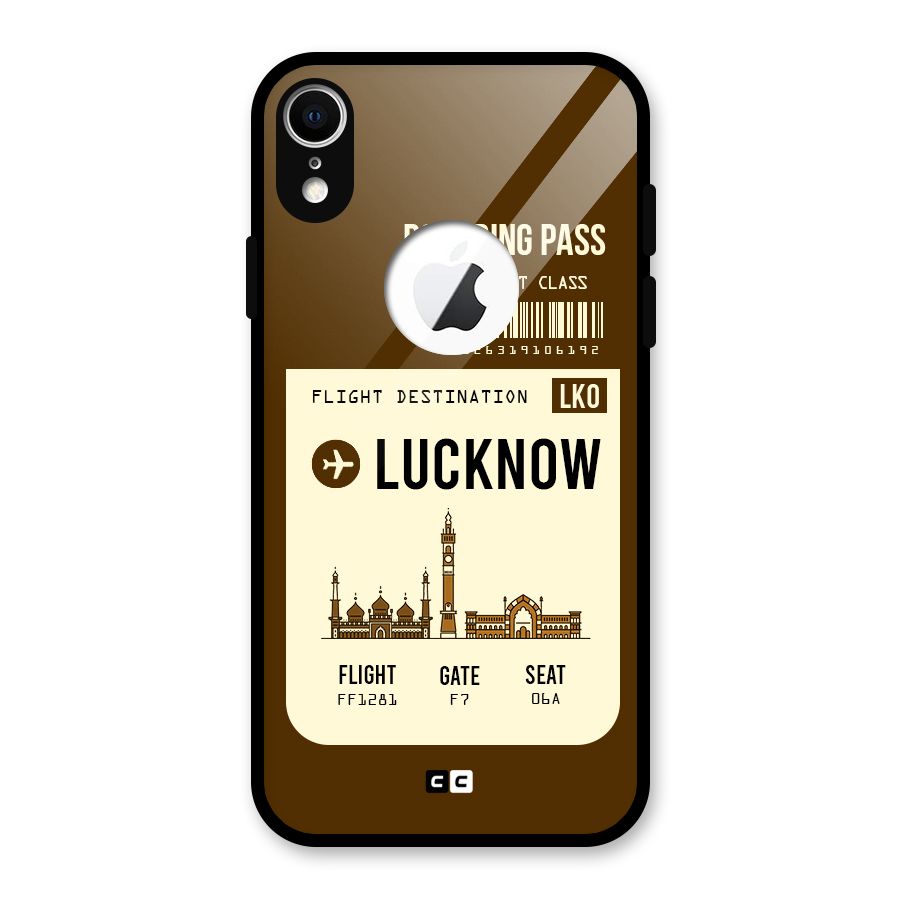 Lucknow Boarding Pass Glass Back Case for iPhone XR Logo Cut