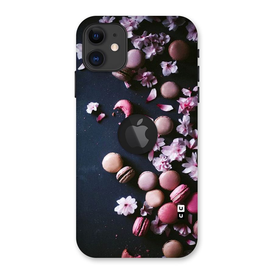 Macaroons And Cheery Blossoms Back Case for iPhone 11 Logo Cut