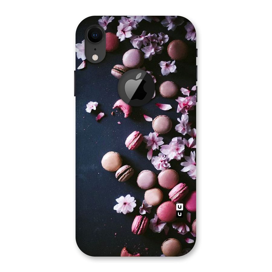 Macaroons And Cheery Blossoms Back Case for iPhone XR Logo Cut