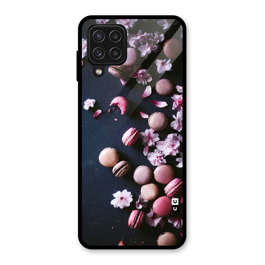 Macaroons And Cheery Blossoms Glass Back Case for Galaxy A22 4G