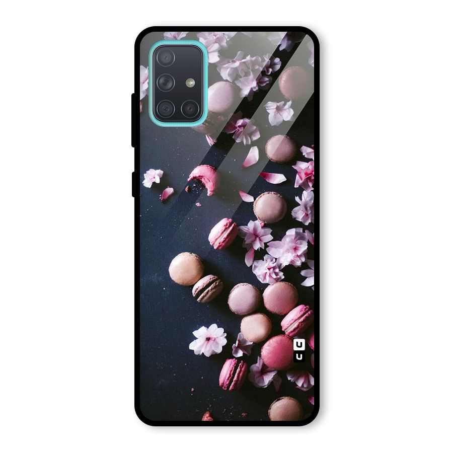 Macaroons And Cheery Blossoms Glass Back Case for Galaxy A71