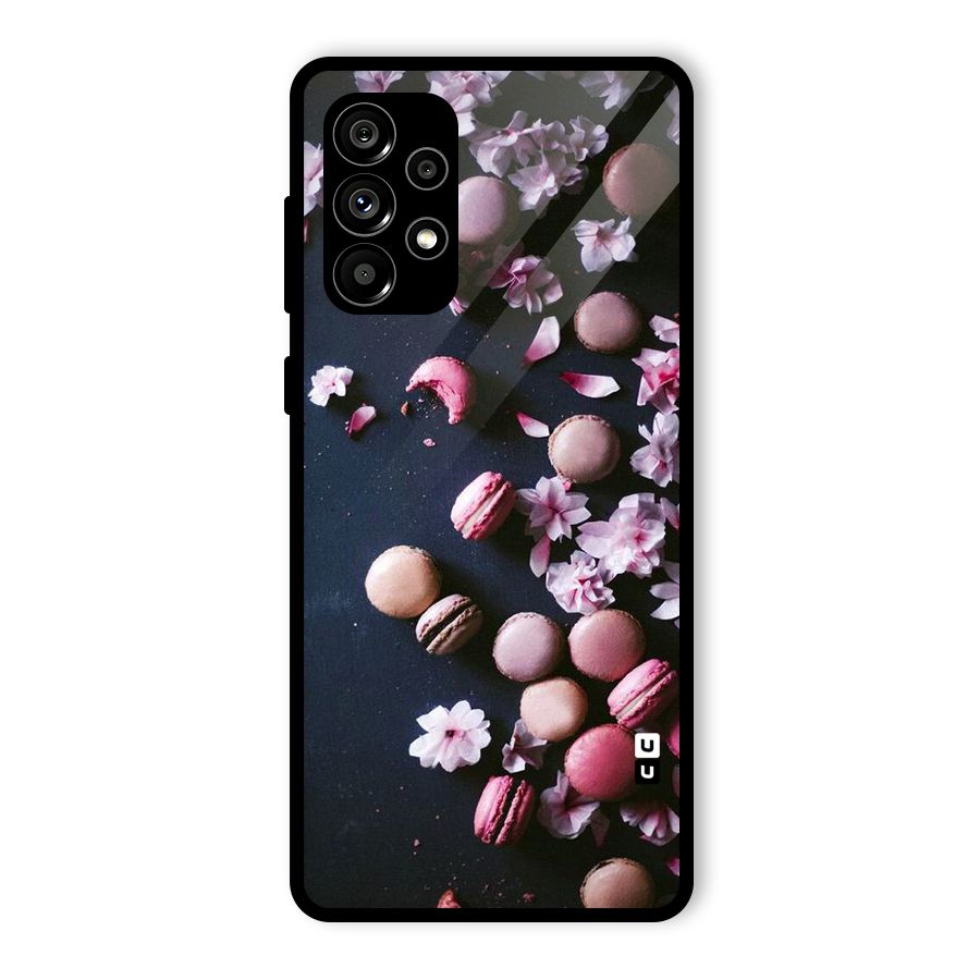 Macaroons And Cheery Blossoms Glass Back Case for Galaxy A73 5G