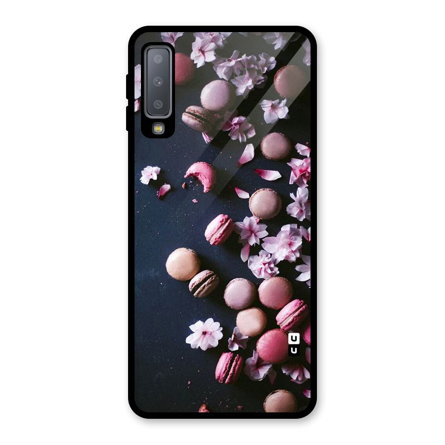 Macaroons And Cheery Blossoms Glass Back Case for Galaxy A7 (2018)