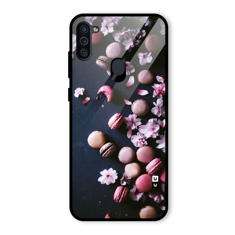 Macaroons And Cheery Blossoms Glass Back Case for Galaxy M11