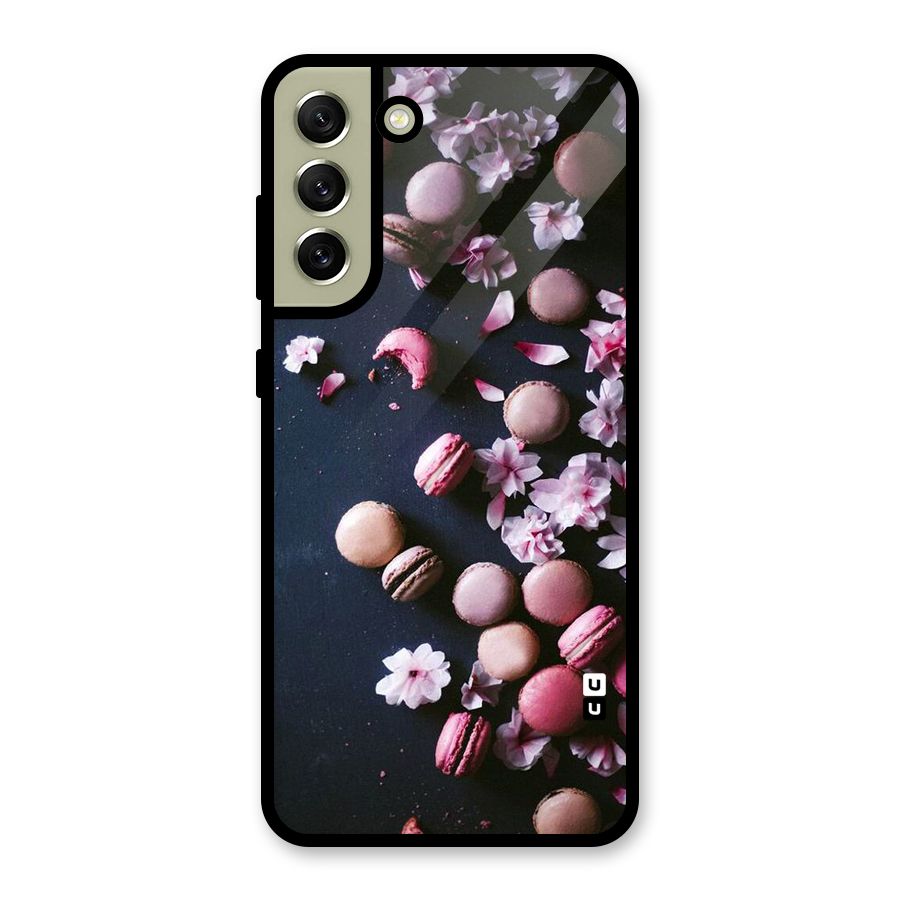 Macaroons And Cheery Blossoms Glass Back Case for Galaxy S21 FE 5G