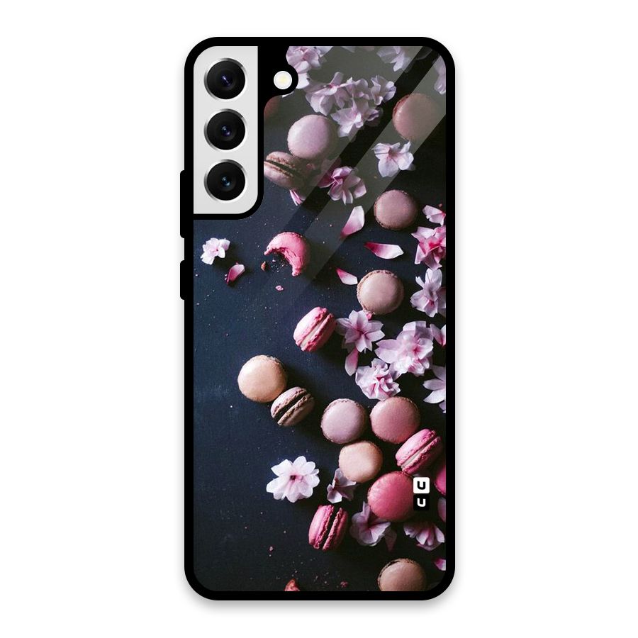 Macaroons And Cheery Blossoms Glass Back Case for Galaxy S22 Plus 5G