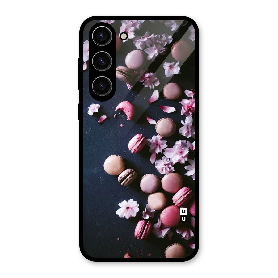 Macaroons And Cheery Blossoms Glass Back Case for Galaxy S23 Plus