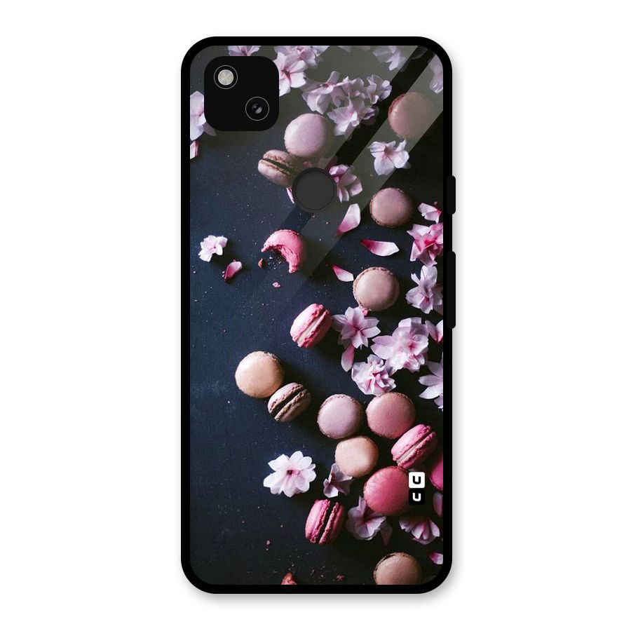 Macaroons And Cheery Blossoms Glass Back Case for Google Pixel 4a