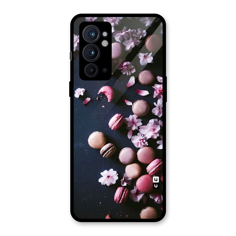 Macaroons And Cheery Blossoms Glass Back Case for OnePlus 9RT 5G