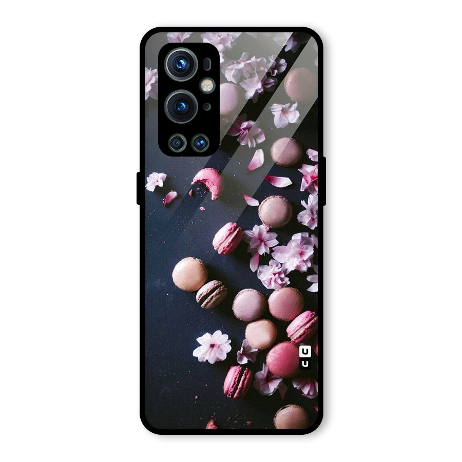 Macaroons And Cheery Blossoms Glass Back Case for OnePlus 9 Pro